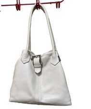 Russell & Bromley London Pebbled Leather Shoulder Handbag Cream