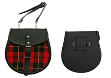 Red Plaid Leather Sporran