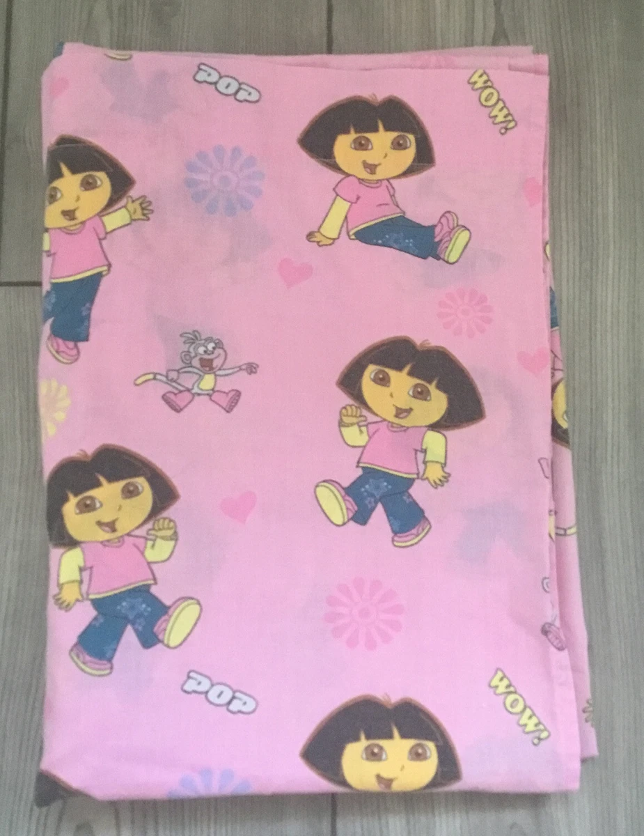 Dora the Explorer Toddler Flat Sheet ONLY Pink Fabric 2008 Viacom