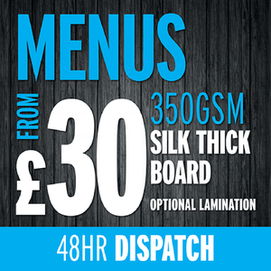 menus printed a3 a4 a5 laminated in full colour folded menus
