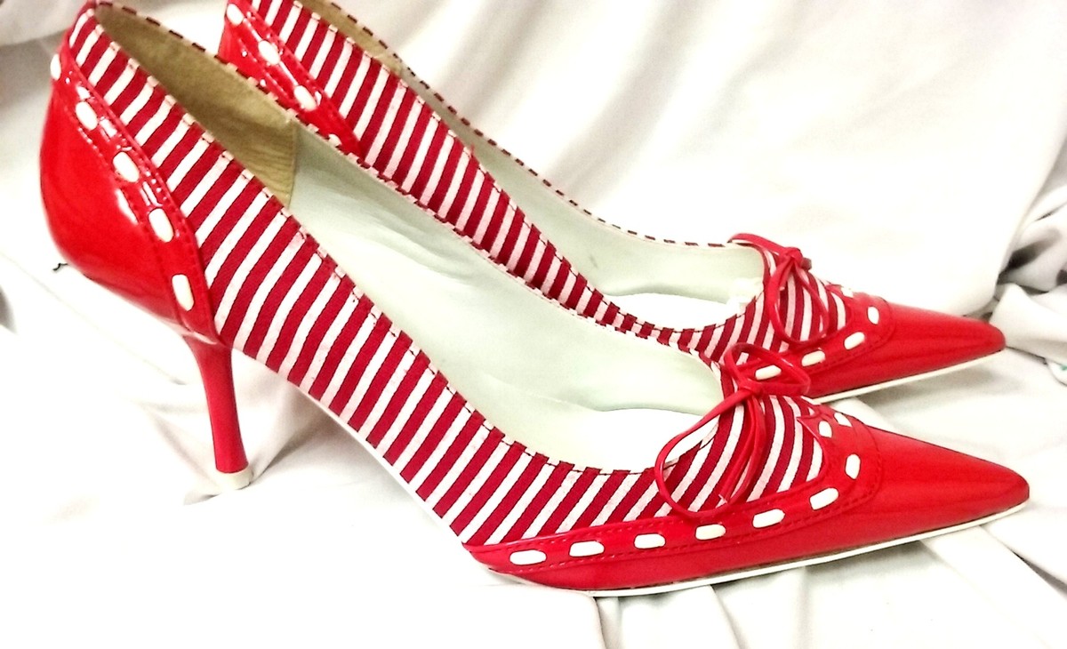 Red Shoes Red Black And White Striped Dress Red Herring Special