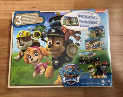 Nickelodeon Paw Patrol - 3 Holzpuzzle - Brandneu & Versiegelt
