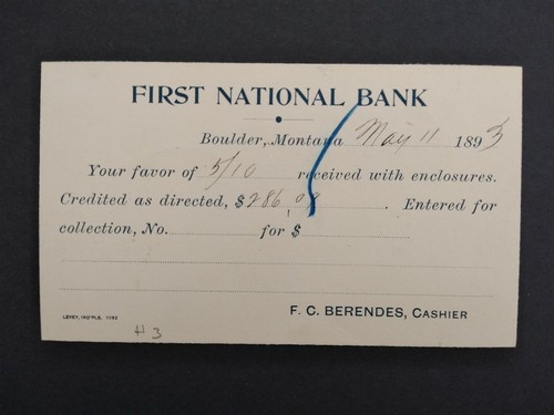 Montana: Boulder Valley 1893 Postal Card, DPO Jefferson Co - Picture 2 of 2
