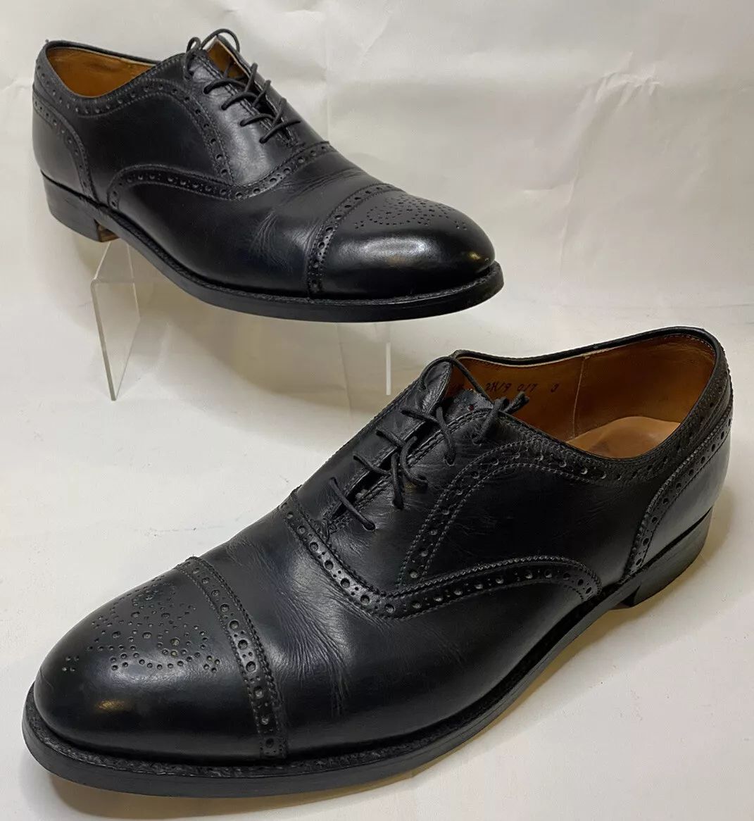 Alden Wright Shop 909 Black Leather Medallion Cap Toe Oxfords Sz 11.5 AA/B VNTG