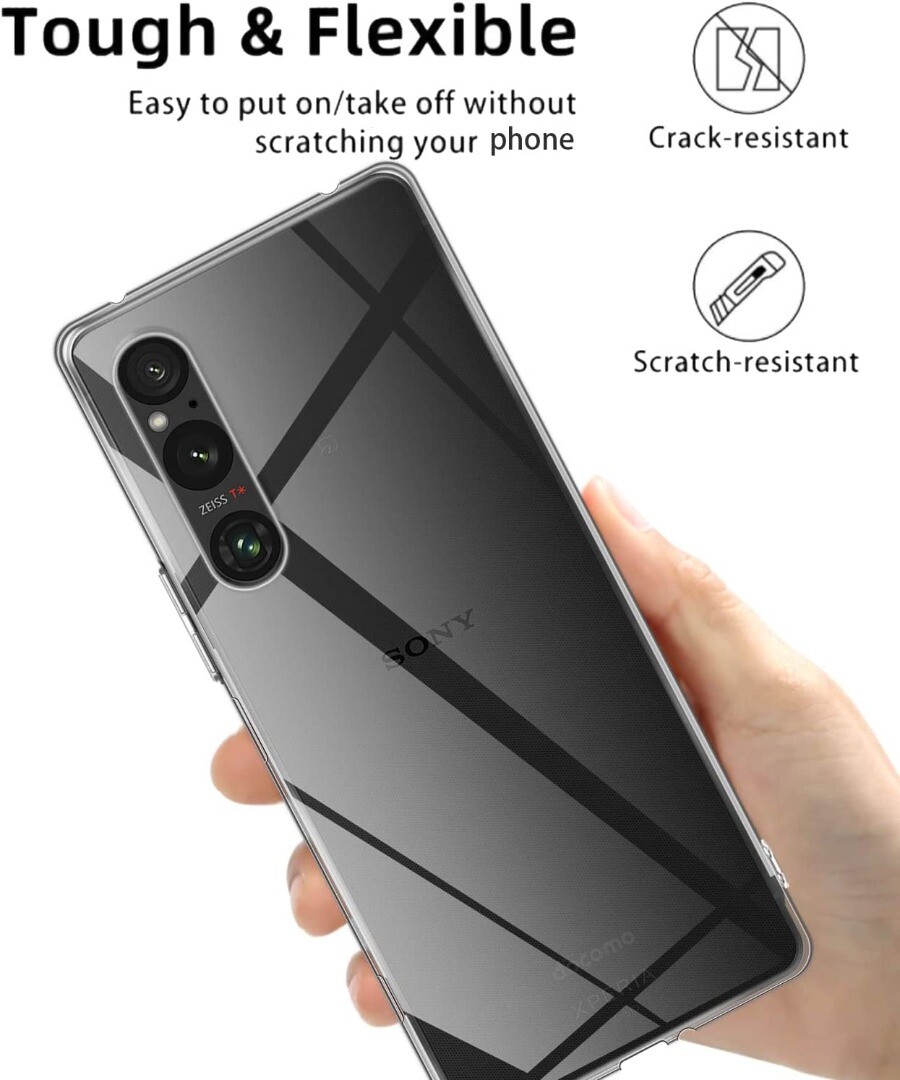 WUACYEAMING Coque pour Sony Xperia 1 IV 5G,Transparent Doux TPU Silicone Étui pour téléphone Portable Étui Flexible Animation Fusée Astronaute+1*Universelle Cordon Telephone Portable