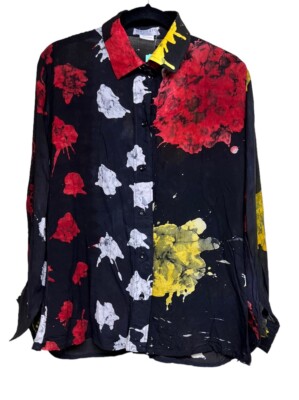 Busayo Ola Button Up Shirt Black Women s Size XL