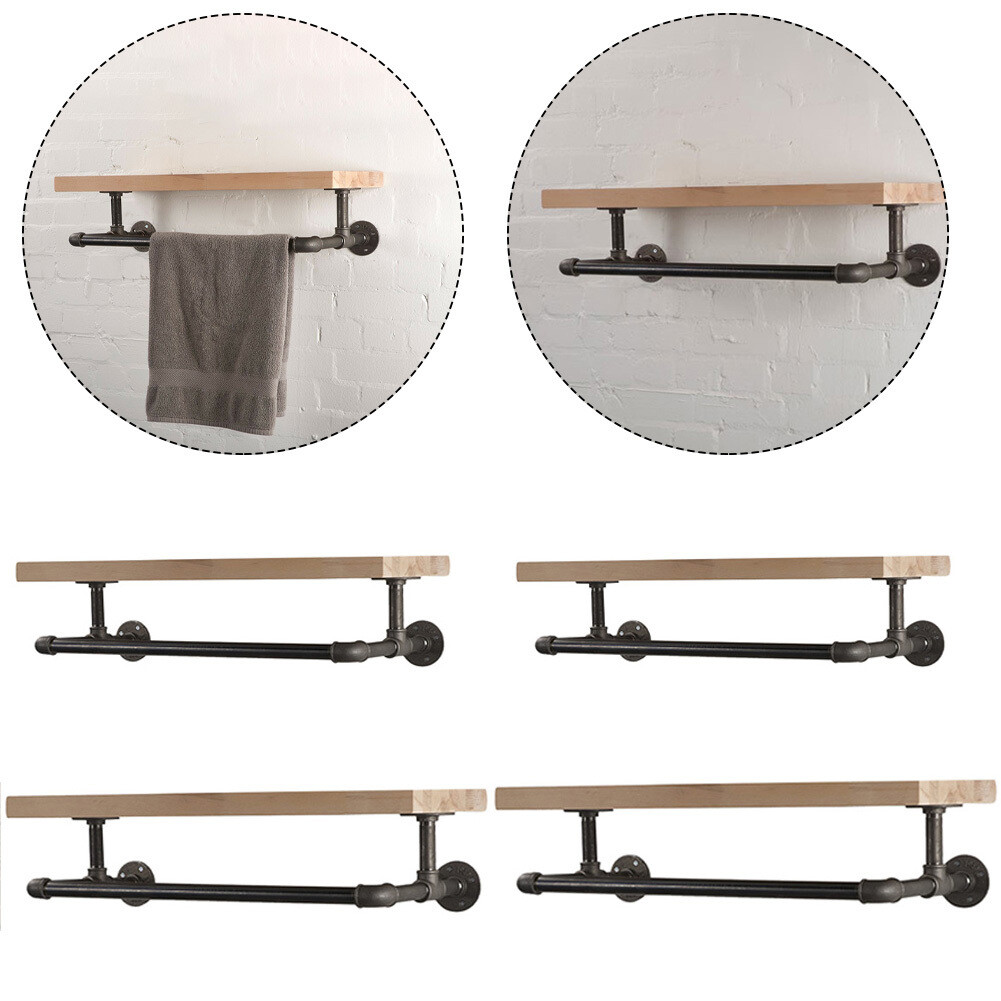 Industrial Pipe Towel HolderWall Mounted Retro Metal Towel Rack with