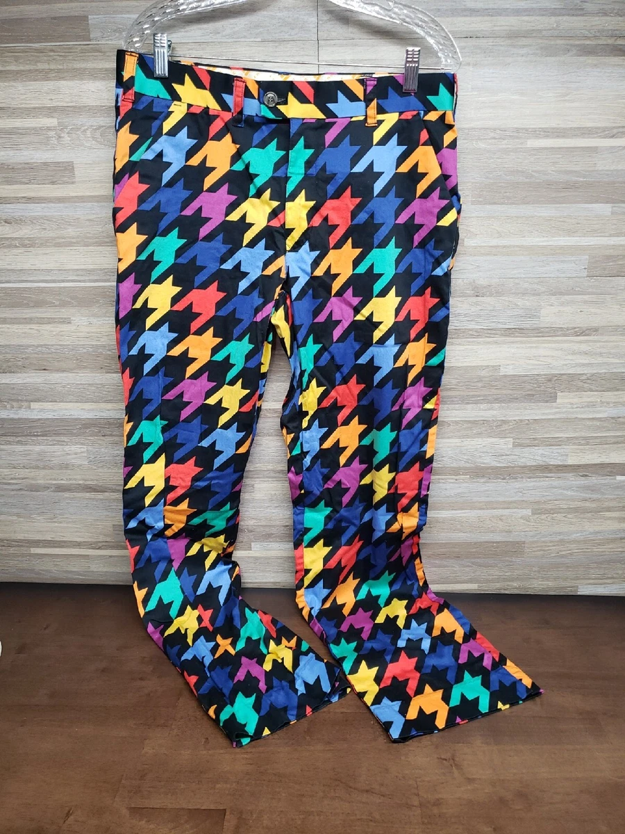 Loudmouth Golf Pants Adult 34x32 Chino Artistic Houndstooth Colorful Mens