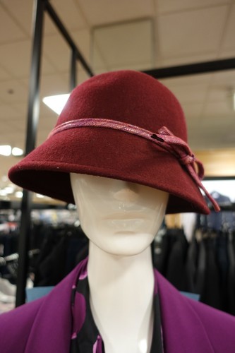 Beige Black Burgundy Red Green Women Wool Felt Bucket Fedora Hat Cap Winter - Picture 18 of 24