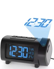 Liorque Projection Alarm Clock for Bedroom, Radio Alarm Clock with Projection on