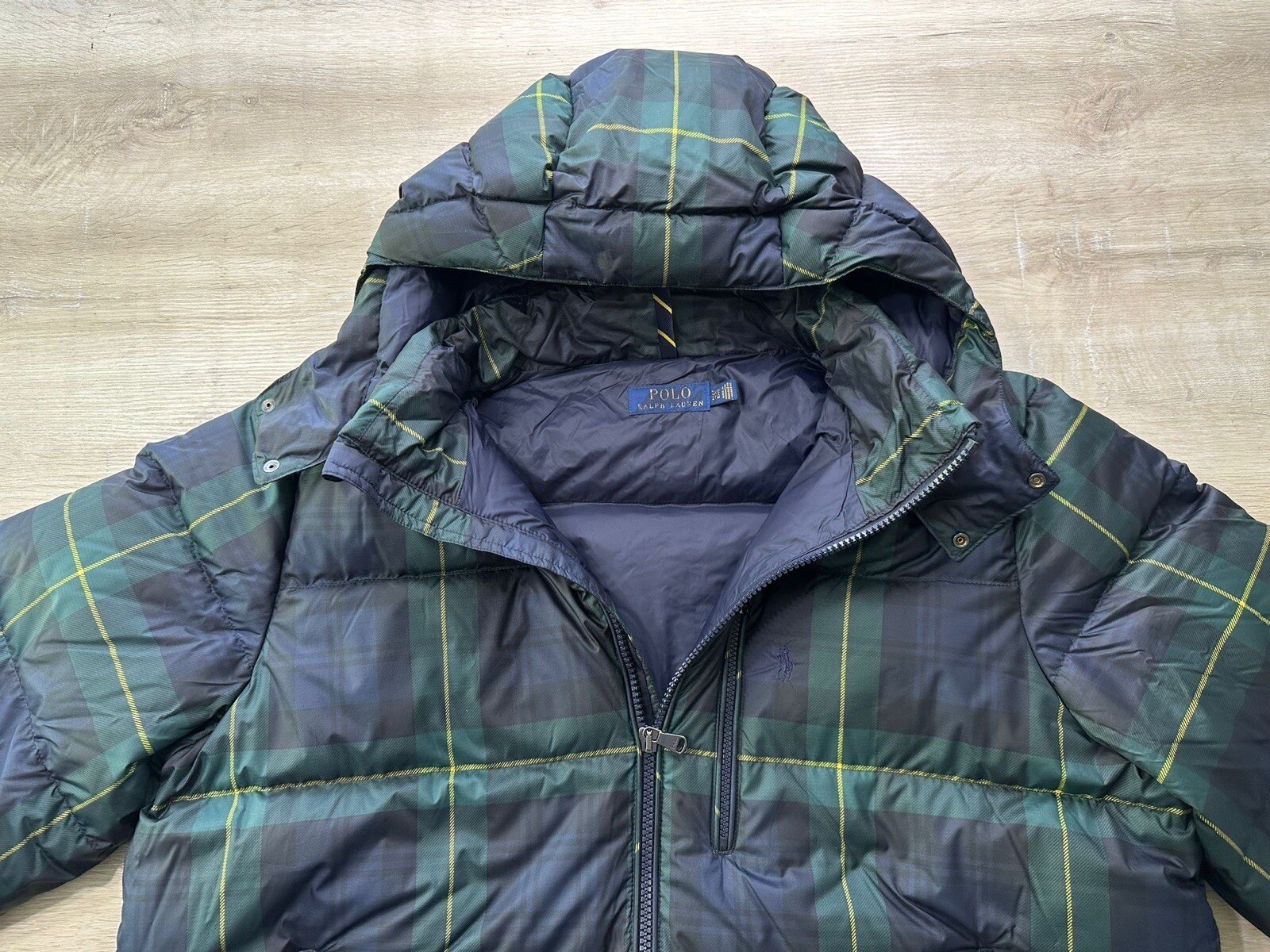 Polo Ralph Lauren uomo B&T giacca cappotto multi plaid 2XB piccolo pony con cappuccio puffer