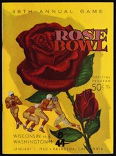 1960 Rose Bowl Program VTG College Football Washington Huskies Wisconsin Badgers