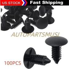 100X 8mm Bumper Clips Auto Car Hole Plastic Rivets Fastener Fender Push Pin NEW.