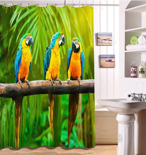 Color Parrot Waterproof Bathroom Polyester Shower Curtain Liner Water Resistant - Picture 3 of 7