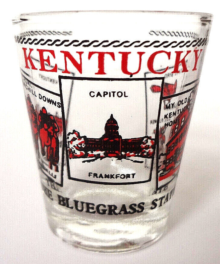 KENTUCKY SHOT GLASS VINTAGE STATE TRAVEL SOUVENIR THE BLUEGRASS STATE HISTORICAL eBay