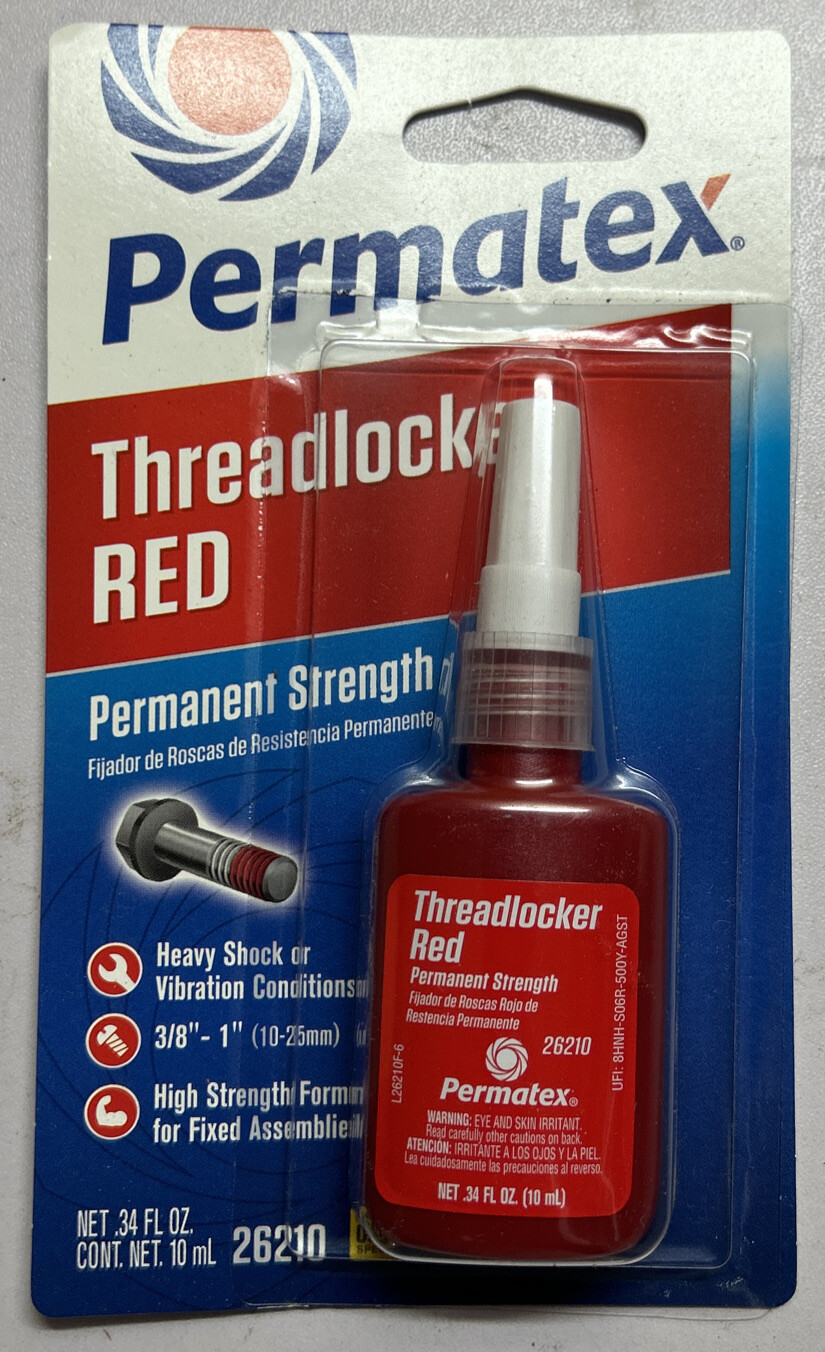 Permatex 26210 Permanent Strength Threadlocker RED Tube - 10ml