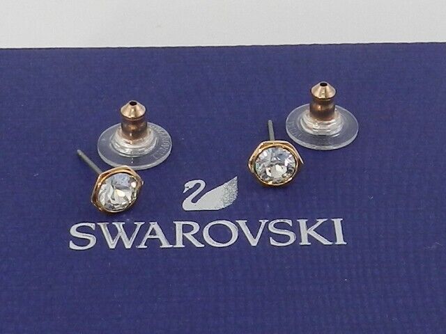 Swarovski Jewelry Rose Gold Tone Hexagonal Stud Earrings 5371199   BOXED