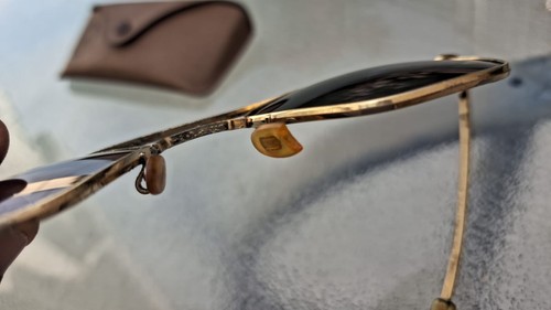 American Optical AO Sunglasses 5 1/2 Gold USA Pilot Aviator Vintage Glass Lenses - Picture 8 of 11