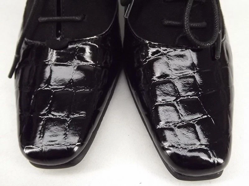 New MEZZO V ANELI Women Suede Patent Blk Loafer Pump Oxford Lace Up Shoe Sz 6 N - Image 2 of 4