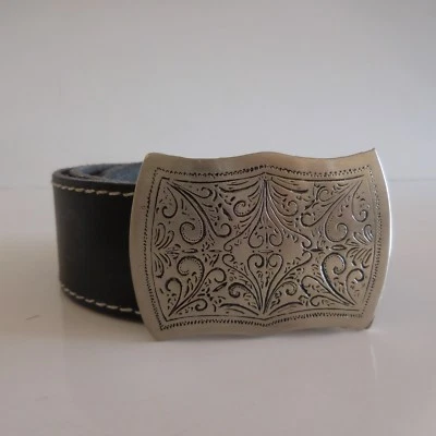 Ceinture femme vintage art nouveau cuir fait main made in France - Photo 1/4