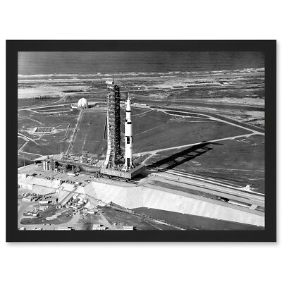 NASA Aerial View Apollo 11 Saturn V Rocket USA Moon Mission Framed A4 Art Print