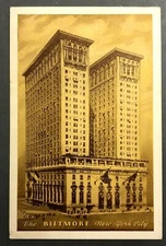 1930s New York City Biltmore Hotel Artist Rendition Grand Central Postcard Vtg