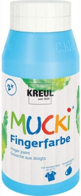 KREUL 23213 - Mucki leuchtkräftige Fingerfarbe, 750 ml in hellblau, auf Wasserba