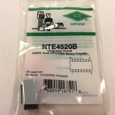 (2) NTE4520B Integrated Circuit CMOS, Dual Binary Up Counter Counter - Lot of 2