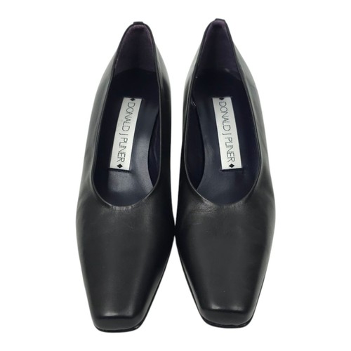 Donald J Pliner Latara Leather Heels Womens 6.5 M Black Pumps Square Toe Spain - Picture 6 of 16