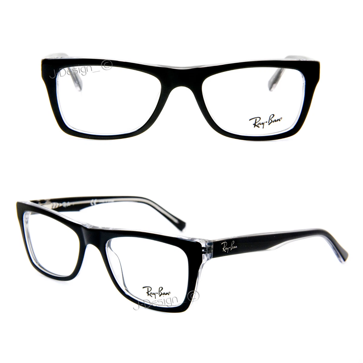 Ray Ban RB 5289 2034 Black on clear 48 17 135 small Eyeglasses