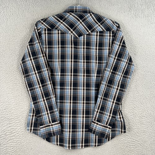 NEW! Wrangler Pearl Snap Shirt MENS SMALL Plaid Long Sleeve Cotton/Polyester - Picture 3 of 11