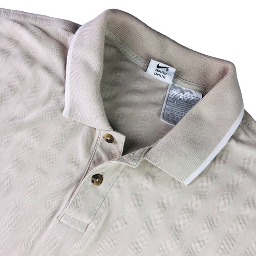 VTG Nike Tennis Challenge Court Men's Ribbed Polo Shirt Beige • XL
