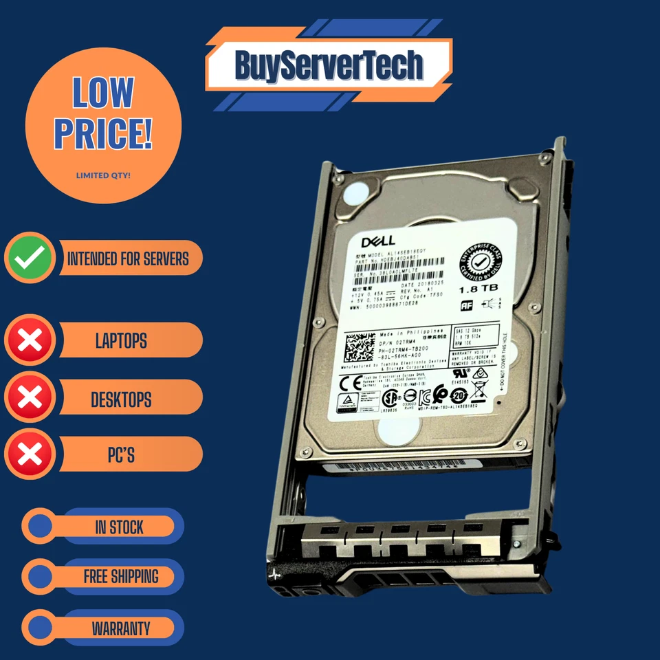 Dell 2TRM4 1.8TB 10K SAS 12G 2.5" HDD AL14SEB18EQY | 0 Hours - 1 Year war 02TRM4 - Image 2 of 4