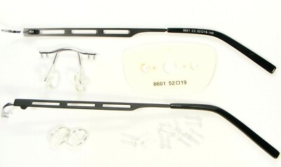 NEW LUMIERE EYEWEAR ITALY 8601 C3 SILVER /BLACK EYEGLASSES 52-19-140mm (NO LENS)