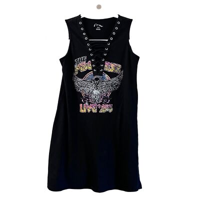 Art Class Tank T Shirt Dress Fearless Live Vintage Style Lace Up Girls M  7/8 Bla | eBay