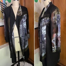CITRON open front silk butterfly XS kimono jacket blouse art to wear boho