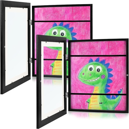 2-Pack Kids Artwork Frames, Quick Change Front-Opening Frame 10"x12", Black