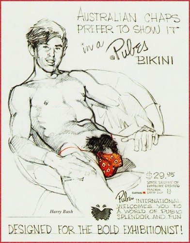 PUBES AUSSIE Gay Male Nude PRINT of original HARRY BUSH DRAWING-tomjonesmen-xyz