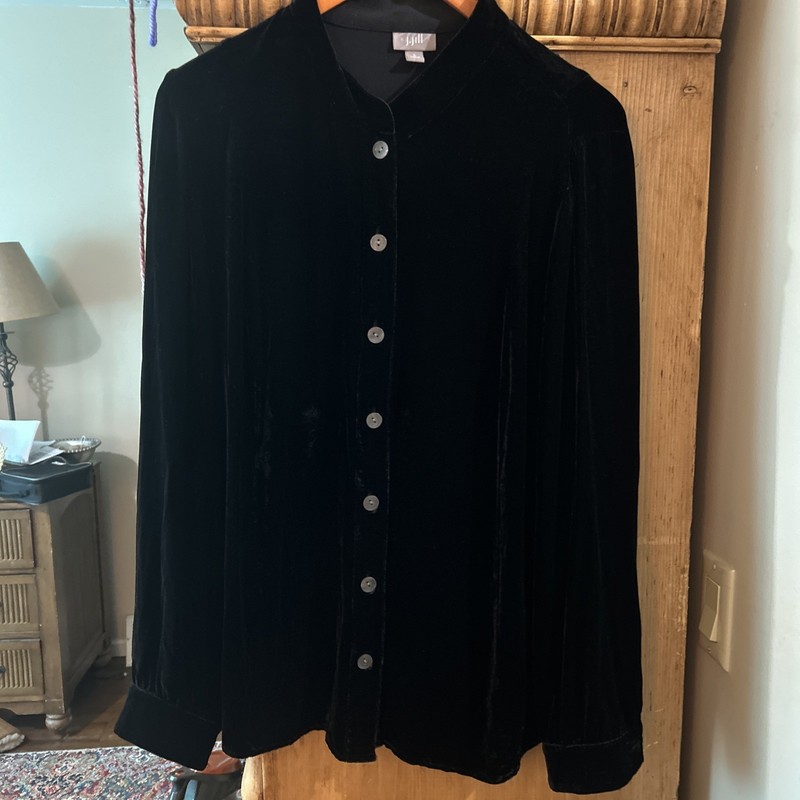 J Jill Silk Rayon Velvet Top Size Large Black