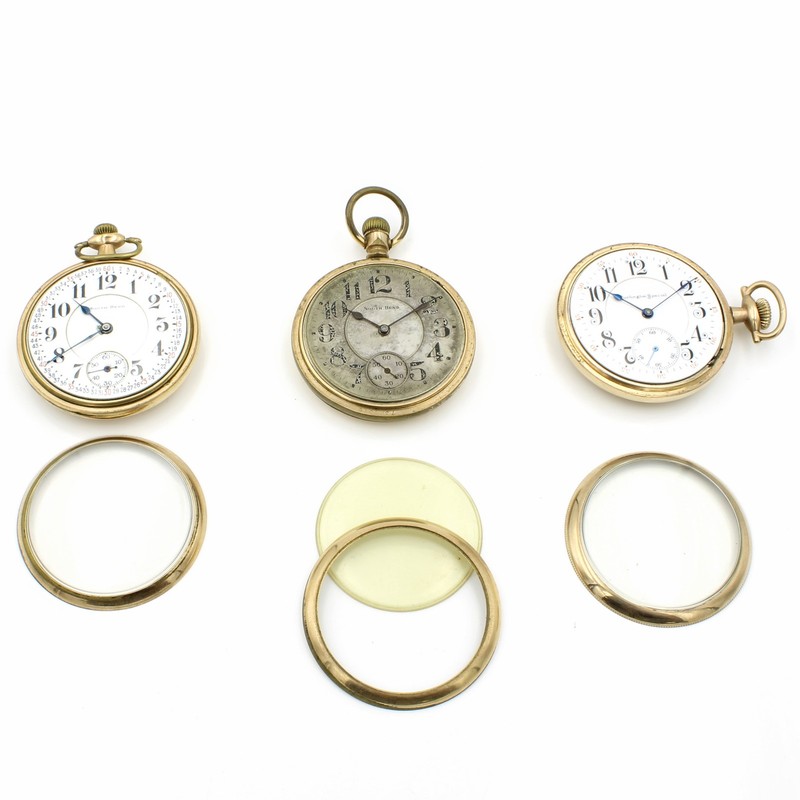 1909-1920 South Bend GF 19-21j 16s Double Sunk Pocket Watches Lot of 3 #WB5142-2