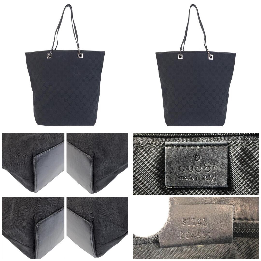 Gucci GG Canvas Leather Tote Shoulder Bag Black Used thumbnail 2