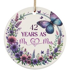 42th Wedding Anniversary Ornament 42 Years As Mr Mrs Wreath Christmas Gifts