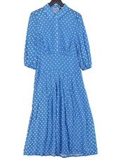 RIXO Shirt Midi Dress UK10 in Blue
