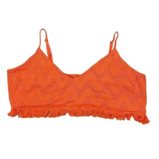 Shein Sexy Curve NWT 4XL Orange Fringe Hem Crochet Crop Top