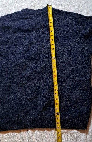 LL Bean Sweater Mens XL Blue Ragg 100% Lambs Wool Crew Neck Knit Roll Cuff - Picture 6 of 7