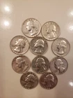 Lot of 10 Silver Washington Quarters All Dated 1964