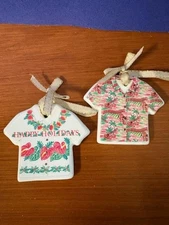 Hawaiian Aloha Shirts Christmas Ornaments set of 2