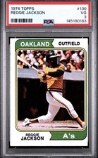 1974 Topps #130 Reggie Jackson Oakland A's HOF Legend Vibrant Color PSA 3 VG