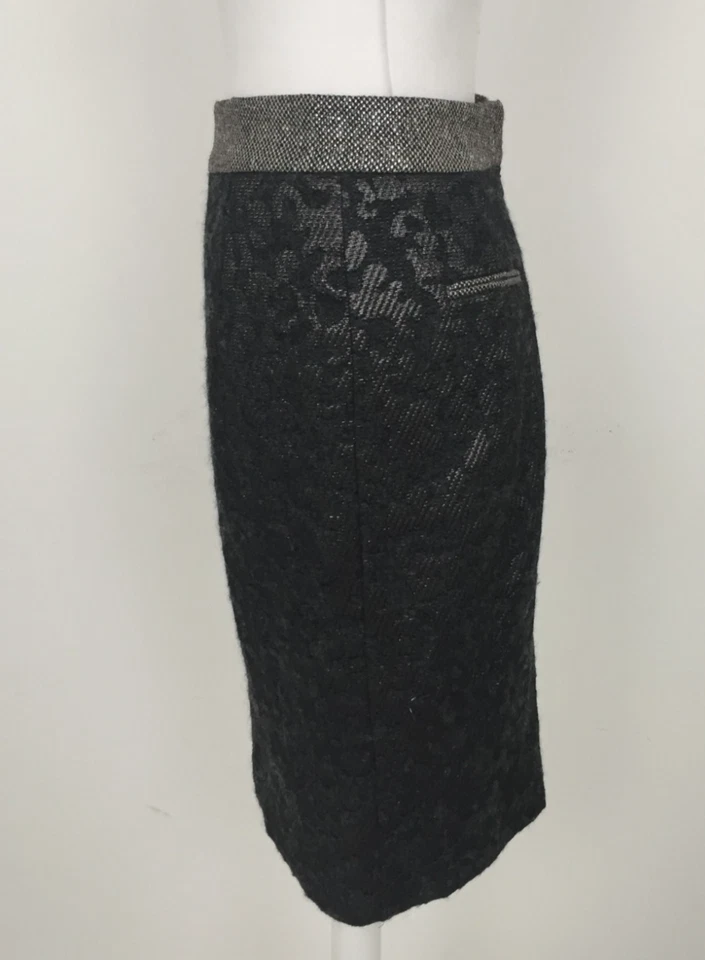 Proenza Schouler Women's Pencil Skirt Size 10 Black Mix Wool Blend Zip New F1 — 第 2/4 张图片