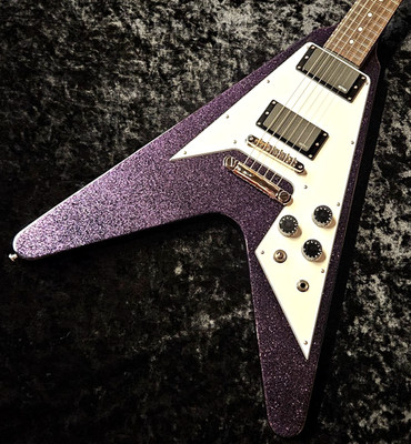 フライングV　エレキギター　Flying V EDWARDS E-FV-CTM Flying V-type Purple Sparkle Electric Guitar From